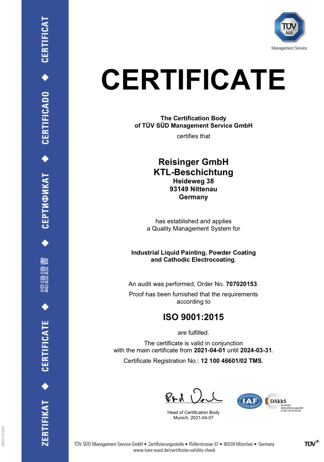 ISO 9001 Certificate